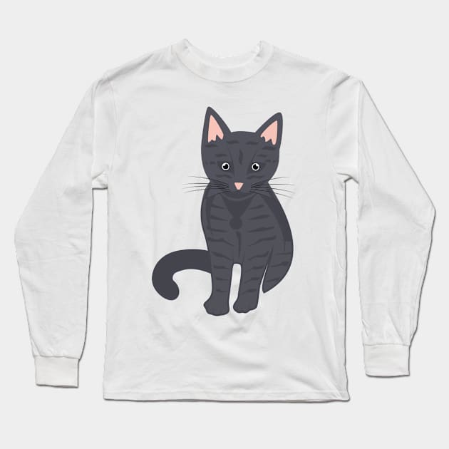 Cute black cat Long Sleeve T-Shirt by Farhad